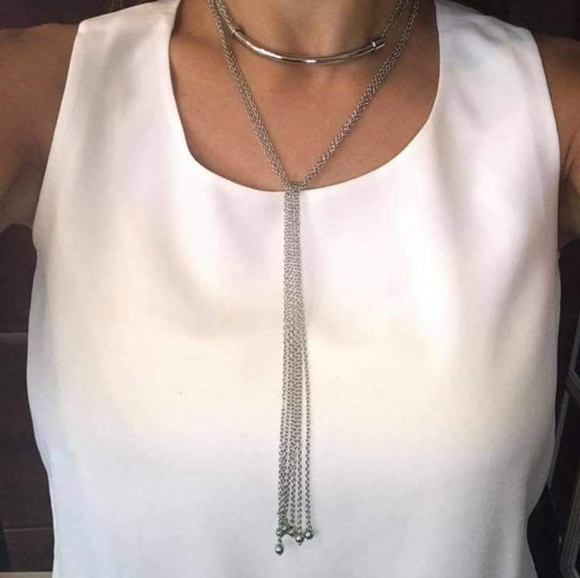 New Chloe and Isabel Waterfall Necklace Silver 1 strand wear multiple ways - Picture 2 of 2